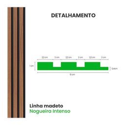 Painel Ripado Laminado de Eva Autocolante Rpdol 10cm Linha Madeto Nogueira Intenso 10 Metros - 14