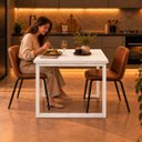 Ver imagem 4 de Mesa de Jantar Reforçada Industrial 150x70cm Tampo Branco Pés Branco