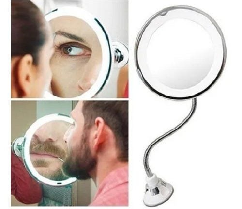 Espelho Led 360 Flexível 10x Aumento Ventosa Maquiagem Barba - 7