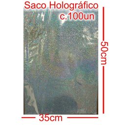 Saco para Presentes Holográfico 50x35 C 100 Unidades Pacotes - 1