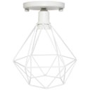 Ver imagem 1 de Lustre Teto Plafon Industrial Aramado Diamante Retrô Luminária Sobrepor Vintage Branco Agp Ilumini