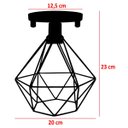 Ver imagem 2 de Lustre Teto Plafon Industrial Aramado Diamante Retrô Luminária Sobrepor Vintage Branco Agp Ilumini