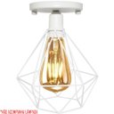 Ver imagem 4 de Lustre Teto Plafon Industrial Aramado Diamante Retrô Luminária Sobrepor Vintage Branco Agp Ilumini