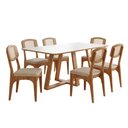 Ver imagem 7 de Mesa Jantar Retangular 1,80m 6 Lugares com 6 Cadeiras Assento Estofado Encosto Tela 100% MDF Dalla