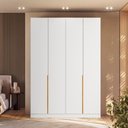 Ver imagem 1 de Guarda Roupa 4 Portas Abrir para Quarto ou Closet 230 cm X 160 cm 100% MDF Cor:Branco e Peroba