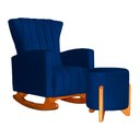 Ver imagem 1 de Poltrona Balanço C/ Puff Melinda Suede Azul Marinho - Lm Decor