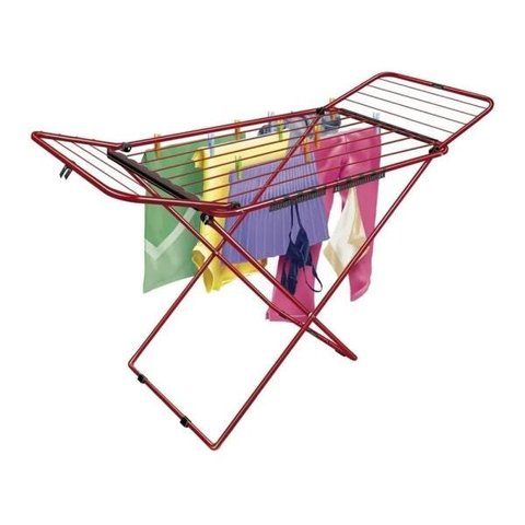 Varal de Chão Bari com Abas - Aço - Vermelho - Secalux