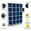 Ver imagem 3 de ROUPEIRO DE AÇO 4M 20 PORTAS FECHADURA PANDIN - CINZA/AZUL DEL REY