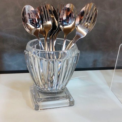 Porta Talher Cristal com Pé Elisabeth 9x10x13cm