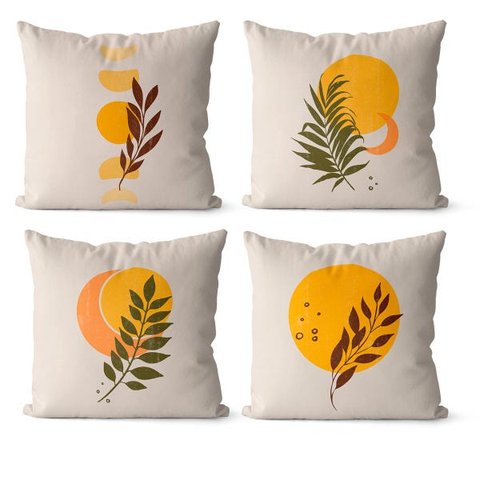 Kit com 4 Almofadas Cheias Decorativas Terroso Lua 04 Peças com Refil