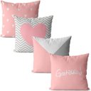 Ver imagem 1 de Kit de Almofadas Com Enchimento Para Sala 4pçs rosa e cinza