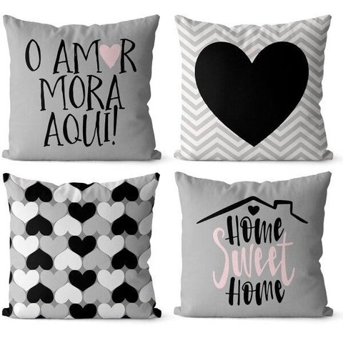 Almofadas Decorativas cinza e Preto Geométricas Para Sofá 40x40