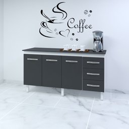 Tampo Tampão para Balcão Tampa Emily 160 Cm Moblis Móveis Preto Fosco - 3 Tampo Tampão para Balcão Tampa Emily 160 Cm Moblis Móveis Preto Fosco - 3