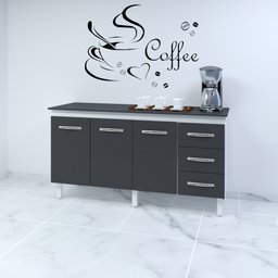 Tampo Tampão para Balcão Tampa Emily 160 cm Moblis Móveis Preto Fosco - 3