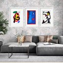 Ver imagem 1 de Kit 3 Quadros Grandes Miró Collection 60x48cm:moldura Branca