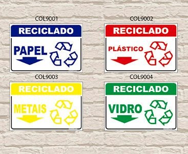 Kit 10 Placas 15x22 Coleta Seletiva PVC 1mm | MadeiraMadeira