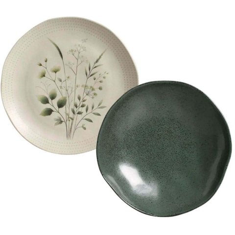 Conjunto Pratos Raso Fundo 12 Peças Cerâmica Orgânico Porto Brasil Mesa Posta Elegante