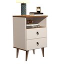 Ver imagem 1 de Mesa De Cabeceira Madri 2 Gavetas: Off White / Freijó