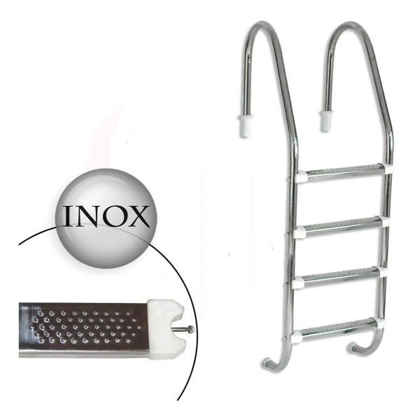 Escada Para Piscina Em Aço Inox Com 4 Degraus Inox Removivel - 3