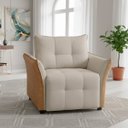 Ver imagem 1 de Cadeira Decorativa Poltrona Boston para Sala Bouclé e Corino:bege