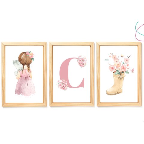 Quadros Decorativos Infantil Quarto Menina Aquarela:pinus