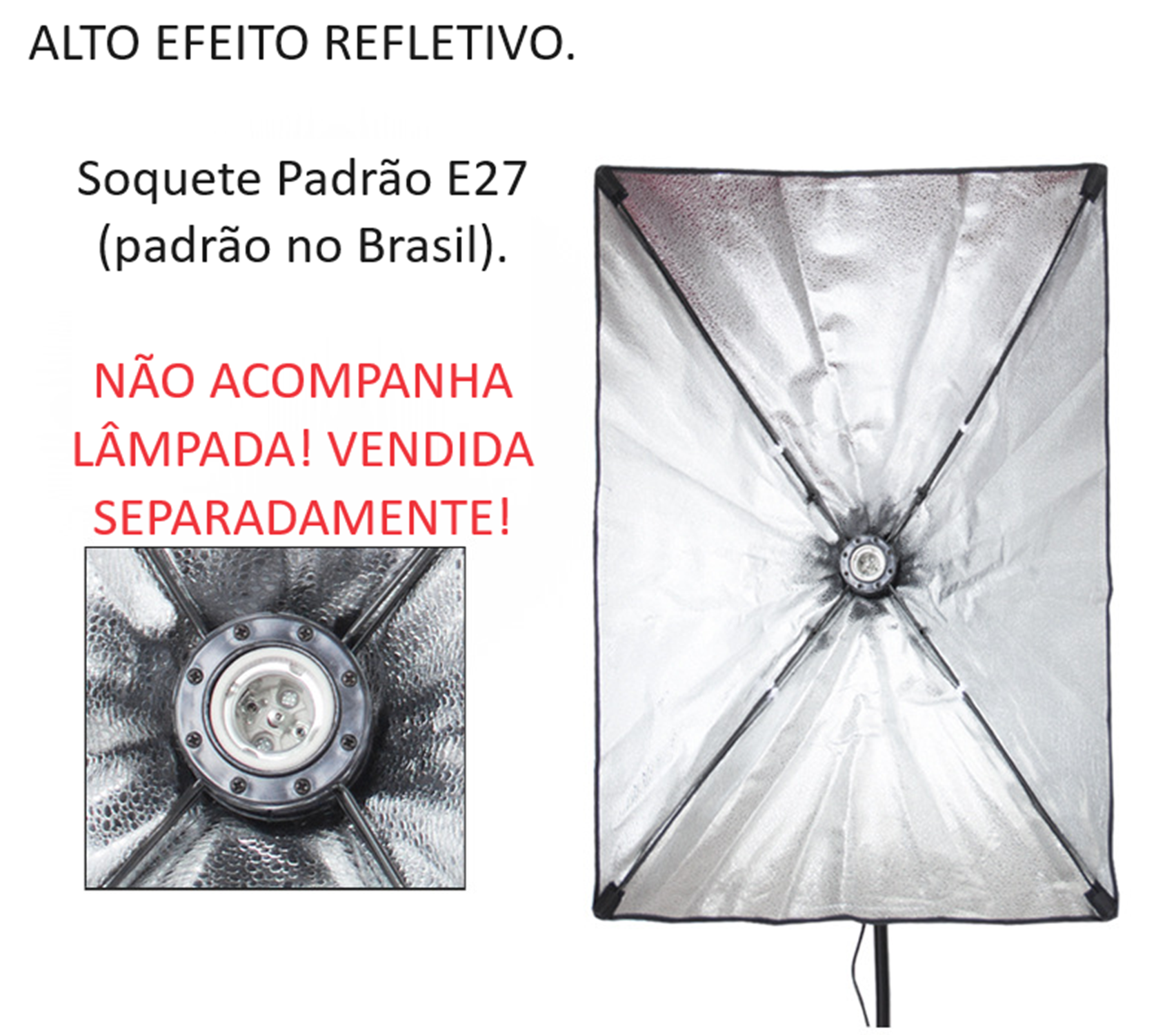 Softbox P/ Luz Iluminação Contínua Soquete E27 + Tripé 2,1m - 3