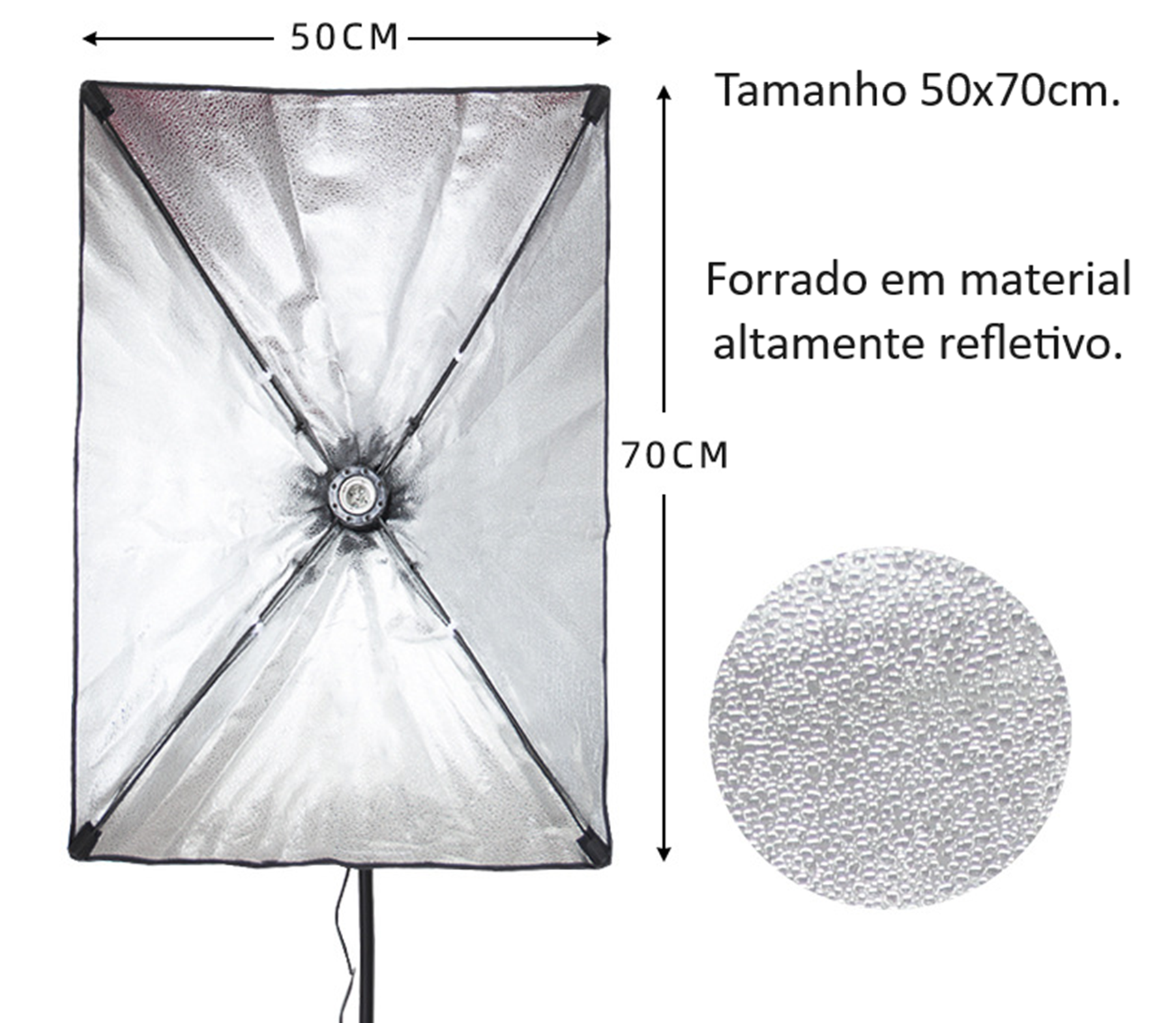 Softbox P/ Luz Iluminação Contínua Soquete E27 + Tripé 2,1m - 4