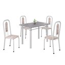 Ver imagem 2 de Conjunto de Mesa com 4 Cadeiras Lívia Branco/Bege