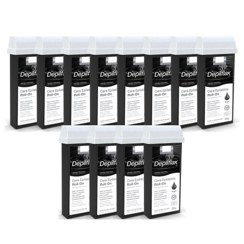 Kit 12 Cera Depilatória Roll-on Negra 100g Depilflax