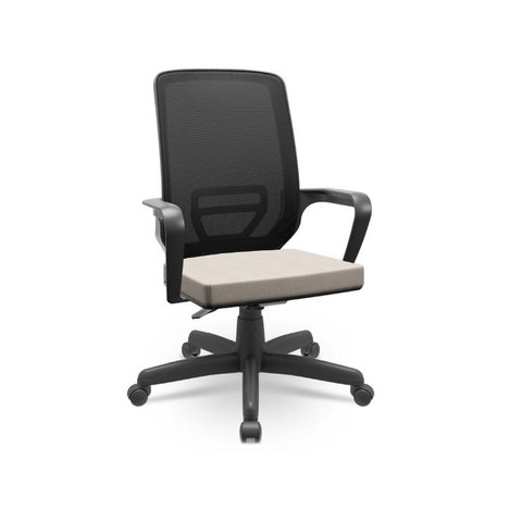 Cadeira Adrix Tela Plaxmetal Base Aço Relax Crepe Fendi T87
