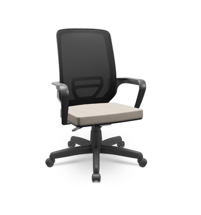 Cadeira Adrix Tela Plaxmetal Base Aço Relax Crepe Fendi T87 - 1