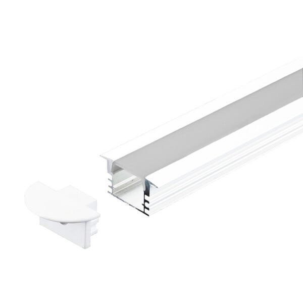 Perfil Embutir Alumínio Branco 23.8x11.9mm 2 Metros Para Fita LED - 1