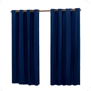 Cortina Blackout 2,80x2,20 Franzida Padrao para Sala Ilhos Corta Luz Cor Marinho