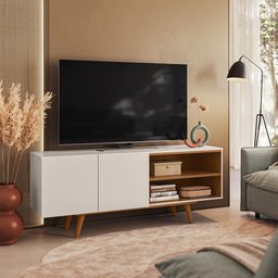Rack Aldan para Tv "55 2 Portas - Colibri - Off White Matte / Frejo - 9