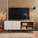 Ver imagem 1 de Rack para TV Aldan 55 Polegadas 2 Portas Off White Matte/Freijó Colibri Decor