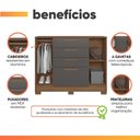 Ver imagem 4 de Cômoda 4 Gavetas 2 Portas com Cabideiro e Prateleira Íris