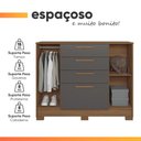 Ver imagem 7 de Cômoda 4 Gavetas 2 Portas com Cabideiro e Prateleira Íris