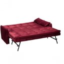 Ver imagem 3 de Sofá Cama Reclinável Com Cama Auxiliar - Veludo Vinho