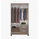 Ver imagem 2 de Guarda-Roupa Solteiro com Espelho 4 Portas 2 Gavetas Real Light Atualle Móveis