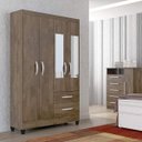 Ver imagem 1 de Guarda-Roupa Solteiro com Espelho 4 Portas 2 Gavetas Real Light Atualle Móveis
