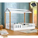 Ver imagem 1 de Cama com Colchão D28 Montessoriana Casal Infantil Ágatha Branco/amêndoa Incluso Lousa Mágica