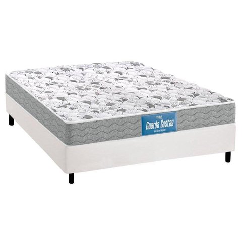 Cama Box Casal: Colchão Espuma D33 Probel /EP Guarda Costas Próintense Double Face + Base CRC