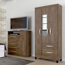 Ver imagem 1 de Guarda-Roupa Solteiro com Espelho 3 Portas 2 Gavetas Real Light Atualle Móveis