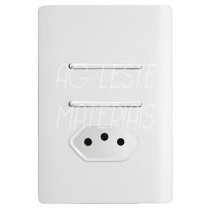 Cj Interruptor Duplo Simples + Tomada 20a com Suporte 4x2 - Dicompel Novara Branco Total - Dnv1100/2