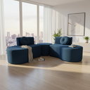 Ver imagem 3 de Sofá Modular Orgânico Monterrey 260cm + Puff Bouclé Azul Marinho