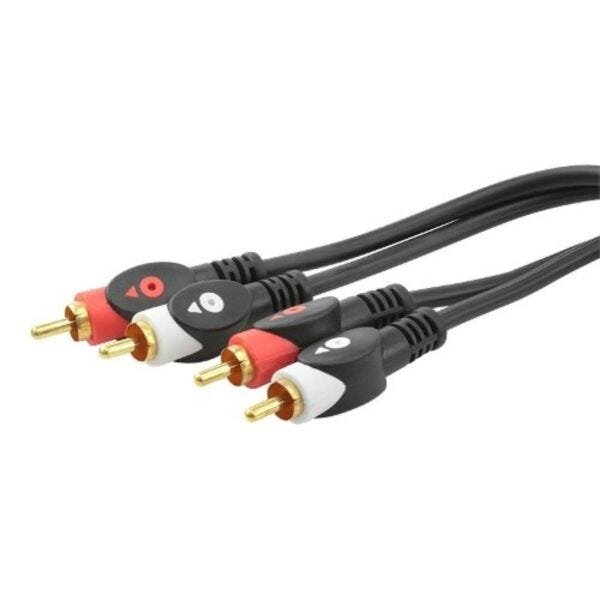 Cabo 2 Rca Macho Para 2 Rca Macho Injetado Ponta Dourada 1,50 Metro - Granel 018-0007 - 2