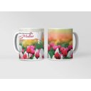 Ver imagem 1 de Caneca Ecf Dia da Mulher - Tulipas Vermelhas Brancas Rosas Porcelana Branca 325ml