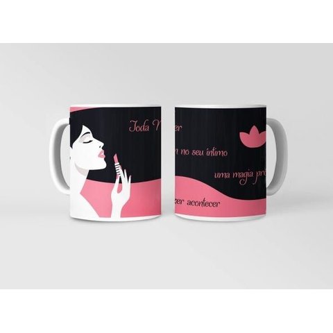 Caneca Ecf Dia da Mulher - Toda Mulher Porcelana Branca 325ml