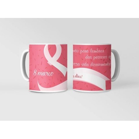 Caneca Ecf Dia da Mulher - 8 de Março Porcelana Branca 325ml