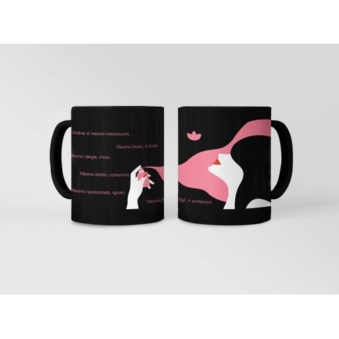 Caneca Ecf Dia da Mulher - Mulher É Mesmo Interessante Porcelana Preta 325ml